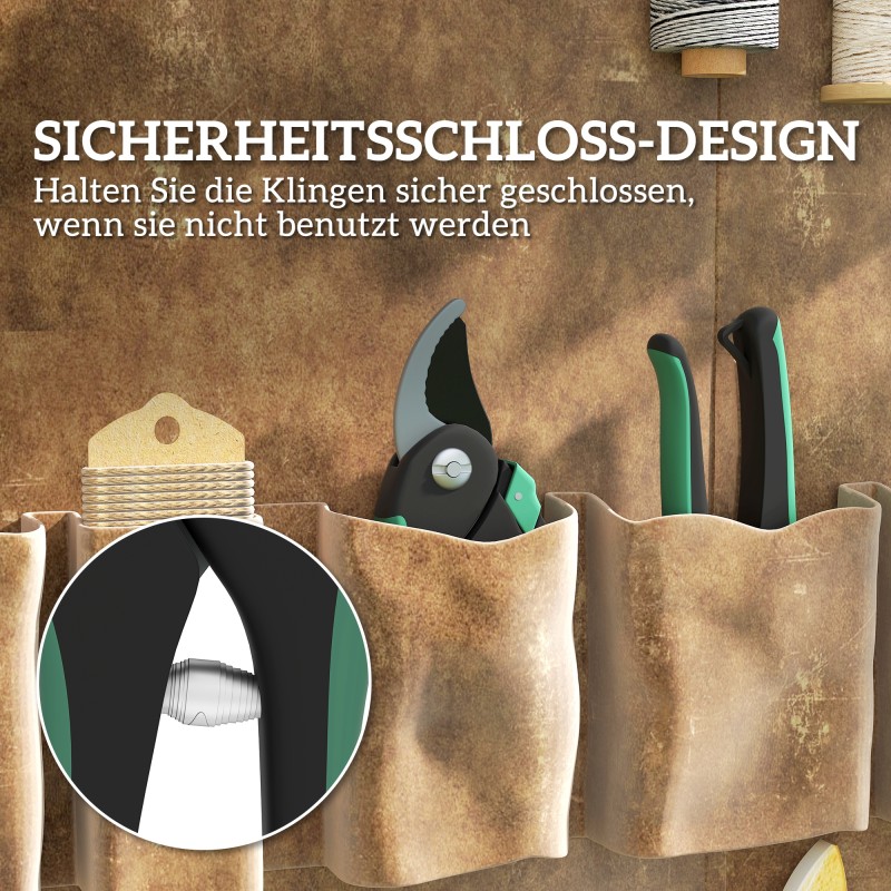 Puutarhasakset setti 2 kpl, metalli, ohitus- ja alasleikkaavat, vihreä/musta