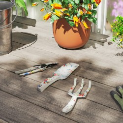 Puutarhatyökalusetti 3 osaa, istutuslapio, käsiharava ja oksasakset, alumiini, monivärinen