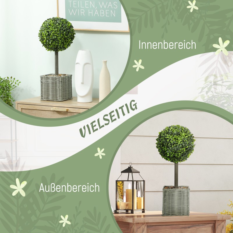 Keinokasvit ruukussa 2 kpl, UV-suojattu, sisä- ja ulkokäyttöön, 50 cm, muovi/sementti, vihreä