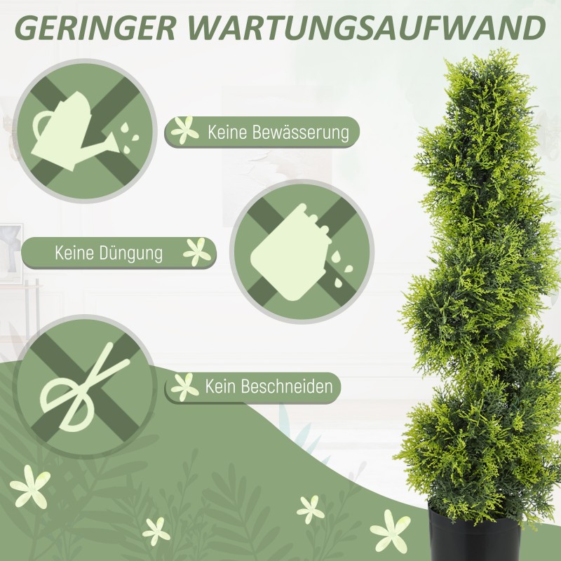 Tekosypressi spiraalin muotoinen 90 cm ruukussa, UV-suojattu muovi, vihreä