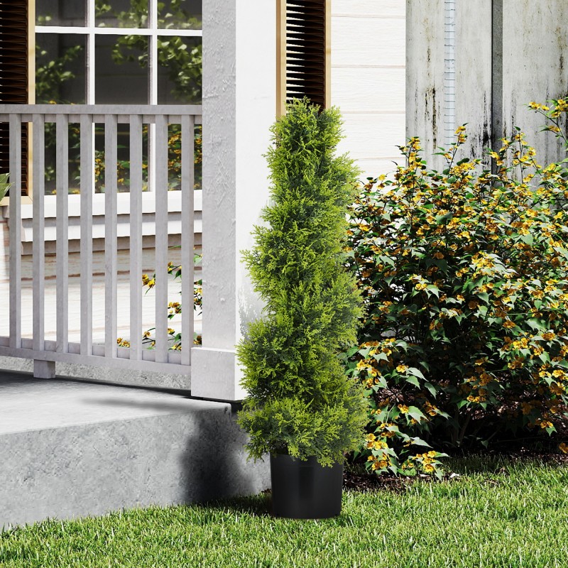 Tekosypressi spiraalin muotoinen 90 cm ruukussa, UV-suojattu muovi, vihreä