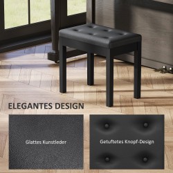 Pianopenkki säilytystilalla, tekonahka, kumipuiset jalat, 55 x 34 x 50 cm, musta