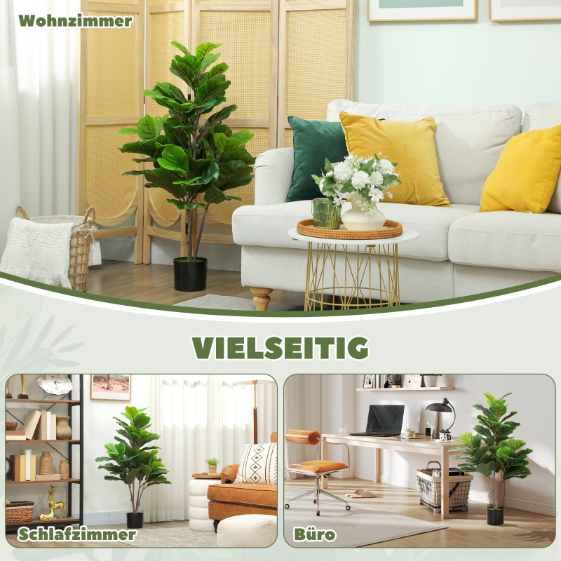 Tekoviikunapuu ruukussa 110 cm, muovi, vihreä tekokasvi sisätiloihin