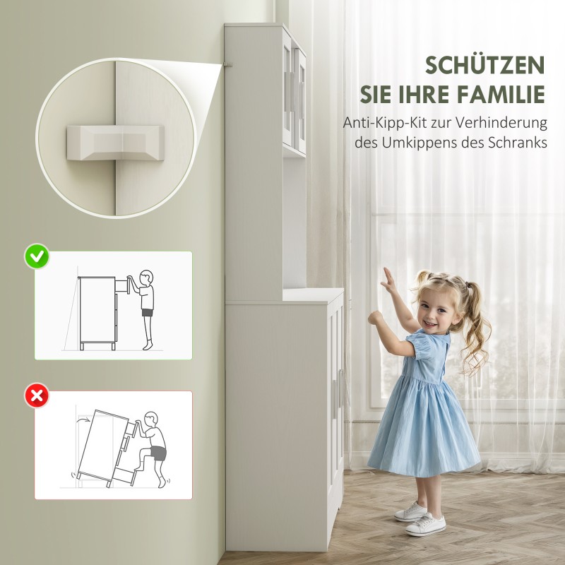 Keittiökaappi lasiovilla ja avohyllyillä, MDF/lastulevy, 108 x 35 x 180 cm, valkoinen