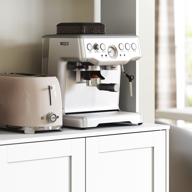 Keittiökaappi lasiovilla ja avohyllyillä, MDF/lastulevy, 108 x 35 x 180 cm, valkoinen