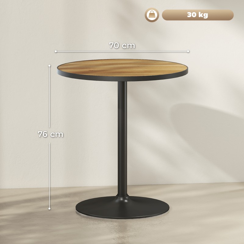 Pyöreä ruokapöytä 70 cm, MDF ja metalli, 2–4 hengelle, tammen sävy / musta