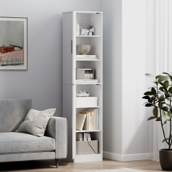 Kapea kylpyhuonekaappi 180 cm, 2 ovella ja säädettävillä hyllyillä, lastulevy/MDF, valkoinen