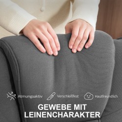 Keinutuoli ja rahi, kallistuva ja pyörivä lepotuoli, samettimainen kangas, puurunko, tummanharmaa