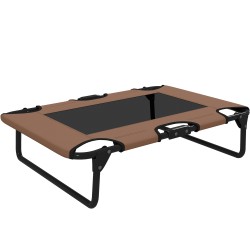 Korotettu taittuva koiranpeti teräsrungolla ja verkkokankaalla 75 x 51 x 18 cm kahvi musta