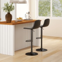 Baarituoli säädettävä 2 kpl, keinonahka, pyörivä, selkänojalla ja jalkatuella, musta