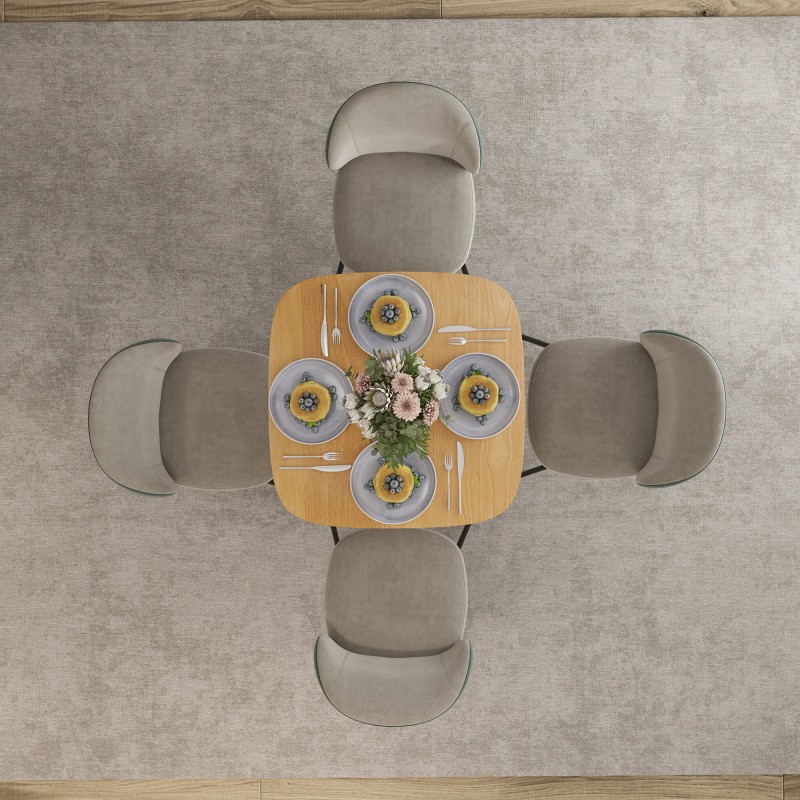 Ruokapöytä 4 hengelle kumipuuta 70 x 70 cm luonnonpuu