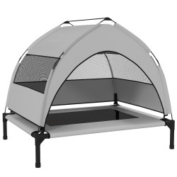 Koiransänky ulkokäyttöön katoksella teräsrunko 76 x 61 x 70 cm vaaleanharmaa