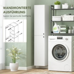 Kylpyhuoneen seinäkaappi MDF 30 x 30 x 161 cm, 6 hyllyä, valkoinen