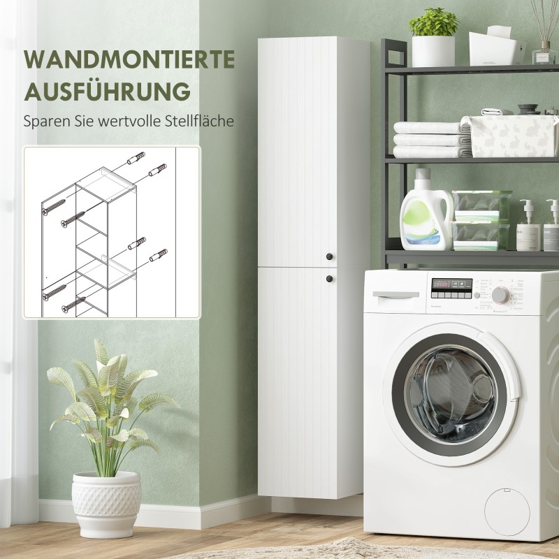 Kylpyhuoneen seinäkaappi MDF 30 x 30 x 161 cm, 6 hyllyä, valkoinen