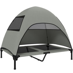 Koiran ulkolepoalusta katoksella suurille koirille korotettu teräsrunko 106 x 76 x 99 cm vaaleanharmaa