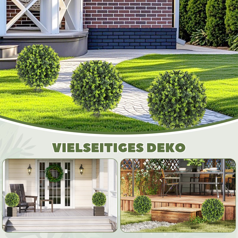 Tekokasvipallo eukalyptuslehdillä, maapiikillä, UV-suojattu, Ø40 cm, 2 kpl, vihreä