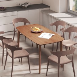 Ruokapöytä mäntypuusta 150 x 80 cm, lakattu, vaaleanruskea