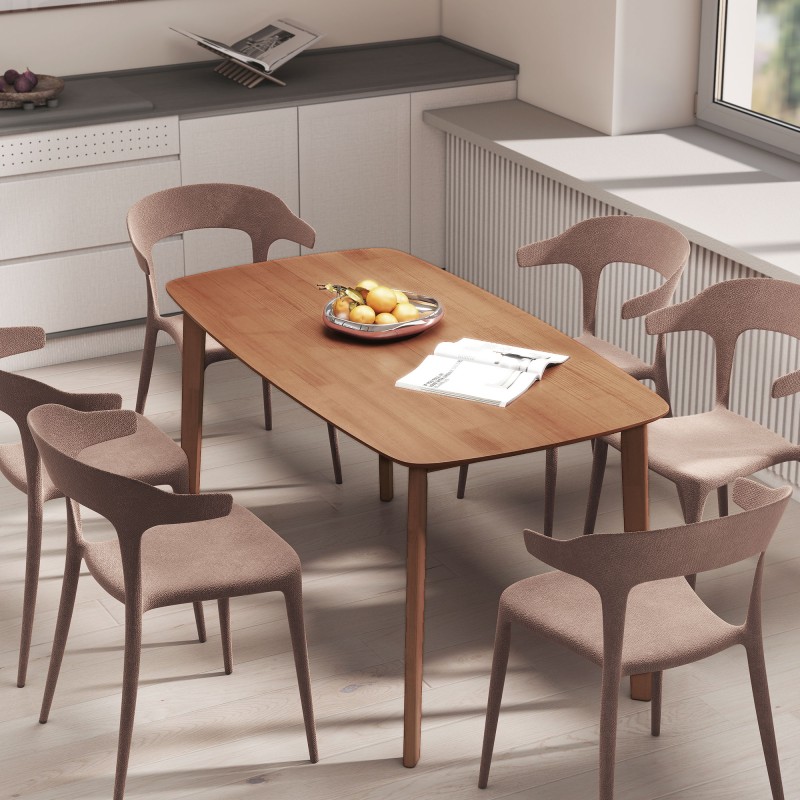 Ruokapöytä mäntypuusta 150 x 80 cm, lakattu, vaaleanruskea