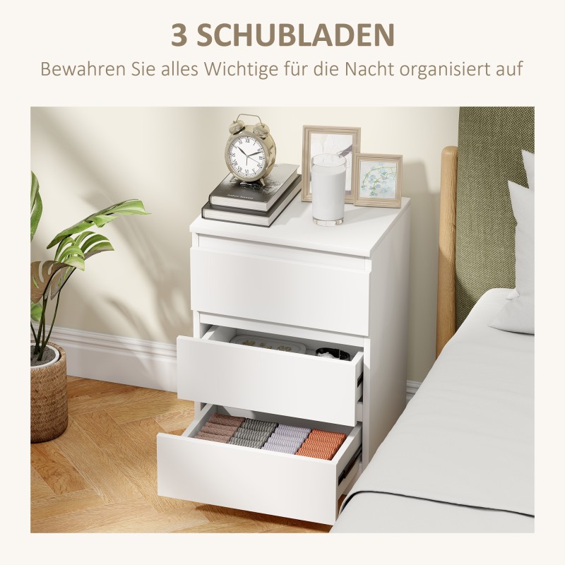 Yöpöytäsetti makuuhuoneeseen, MDF, 40x30x59,5 cm, 2 kpl, valkoinen