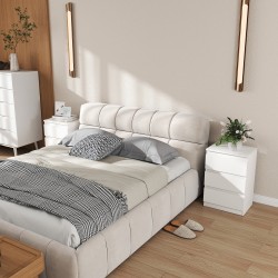 Yöpöytäsetti makuuhuoneeseen, MDF, 40x30x59,5 cm, 2 kpl, valkoinen