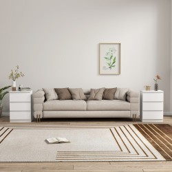 Yöpöytäsetti makuuhuoneeseen, MDF, 40x30x59,5 cm, 2 kpl, valkoinen