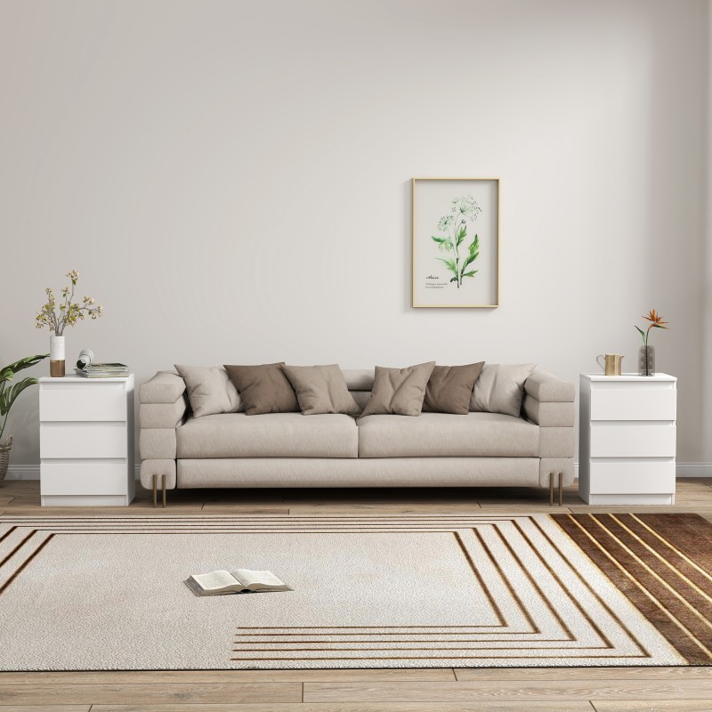 Yöpöytäsetti makuuhuoneeseen, MDF, 40x30x59,5 cm, 2 kpl, valkoinen