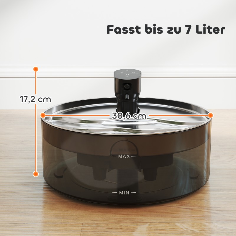 Kissan juoma-automaatti 7 l, ruostumaton teräs, hiljainen pumppu, LED-näyttö, musta/hopea