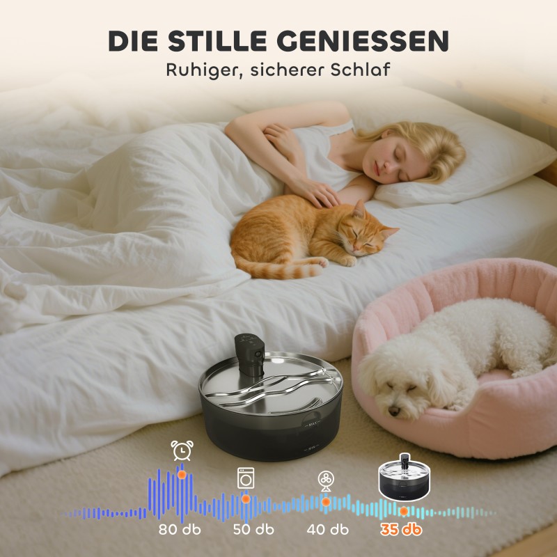 Kissan juoma-automaatti 7 l, ruostumaton teräs, hiljainen pumppu, LED-näyttö, musta/hopea