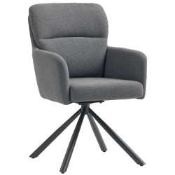 Ruokapöydän tuoli käsinojilla paksu pehmustus 360 kääntyvä metallijalat harmaa