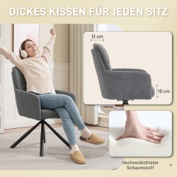 Ruokapöydän tuoli käsinojilla, paksu pehmustus, 360° kääntyvä, metallijalat, harmaa