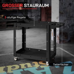 Työkalukärry 2-tasoinen rullaava PP-muovia 102,6 x 43,5 x 84,5 cm musta