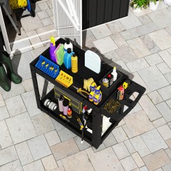 Työkalukärry 2-tasoinen rullaava PP-muovia 102,6 x 43,5 x 84,5 cm musta