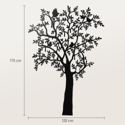Seinänaulakko 8 koukkua puu- ja lintukuvio metallia 120x5x175 cm musta