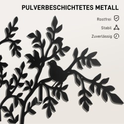 Seinänaulakko 8 koukkua puu- ja lintukuvio metallia 120x5x175 cm musta