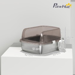 Kissanvessa suurille kissoille, ruostumaton teräs, korkea reuna, kauha, 53 x 42 x 27 cm, tummanharmaa