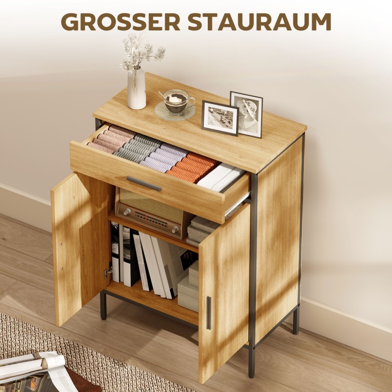 Kylpyhuonekaappi teollinen tyyli MDF ja teräs 60x30x80 cm tammen sävy