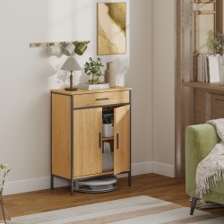 Kylpyhuonekaappi teollinen tyyli MDF ja teräs 60x30x80 cm tammen sävy