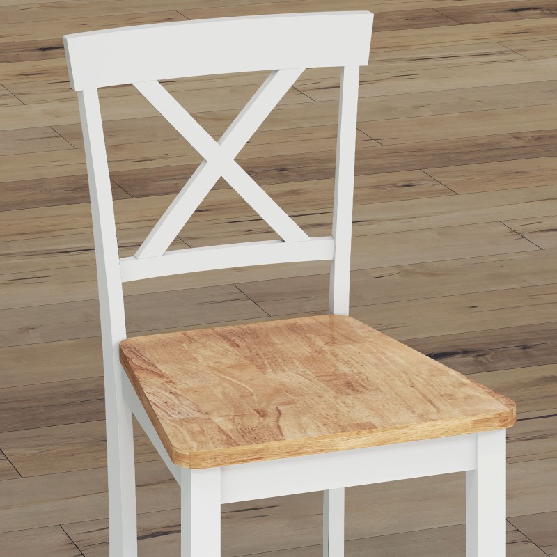 Baarituolisetti keittiöön 2 kpl, kumipuu, istuinkorkeus 60 cm, tammi/valkoinen