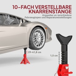 Auton korjauspukki 3 t, teräs, säädettävä 29–41,8 cm, 2 kpl, punainen/musta