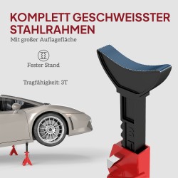 Auton korjauspukki 3 t, teräs, säädettävä 29–41,8 cm, 2 kpl, punainen/musta