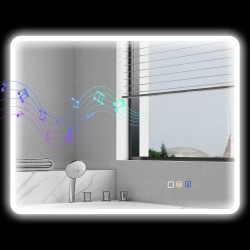 LED kylpyhuonepeili Bluetoothilla 90 x 70 cm huurteenesto säädettävä valo hopea