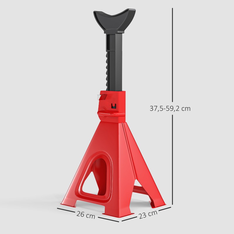 Akselipukit autolle teräs 6 t per pukki korkeussäädettävä 37,5–59,2 cm 2 kpl punainen/musta