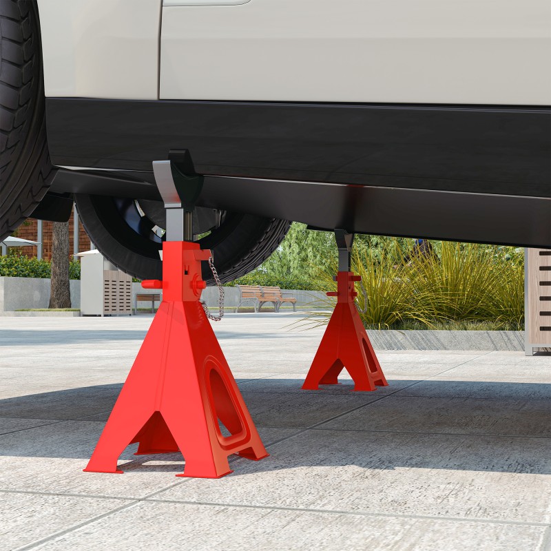 Akselipukit autolle teräs 6 t per pukki korkeussäädettävä 37,5–59,2 cm 2 kpl punainen/musta