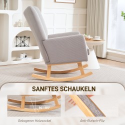 Keinutuoli retro-tyyliä, vakosamettityyppinen kangas, kumipuurunko, vaaleanharmaa