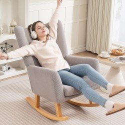 Keinutuoli retro-tyyliä, vakosamettityyppinen kangas, kumipuurunko, vaaleanharmaa