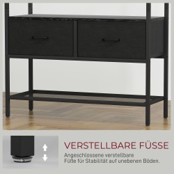 Naulakko ja kenkähylly eteiseen, teräsrunko, 2 kangaslaatikkoa, 8 koukkua, 80x30x180,5 cm, musta