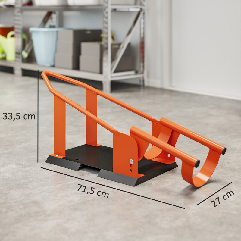 Moottoripyörän etupyörän teline, säädettävä 15–21” renkaille, teräs, 816,5 kg, oranssi