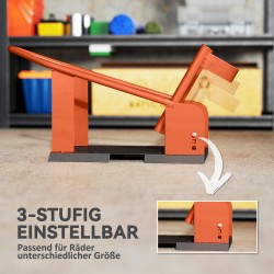 Moottoripyörän etupyörän teline, säädettävä 15–21” renkaille, teräs, 816,5 kg, oranssi