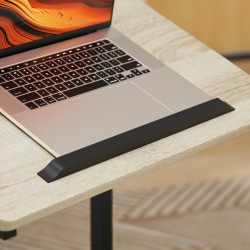 Korkeussäädettävä C-muotoinen sivupöytä / työpöytä / yöpöytä, kallistettava taso, pyörillä, tammi/musta