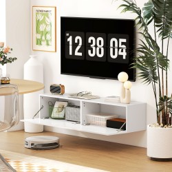 Seinälle kiinnitettävä tv-taso olohuoneeseen, lastulevyä, 140 cm, valkoinen